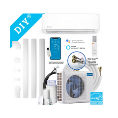 Energy Star 12K BTU Heat Pump Condenser & Wall Mount Air Hander 115 Volt 22 Seer with Enhanced WIFI and 25ft Linseed